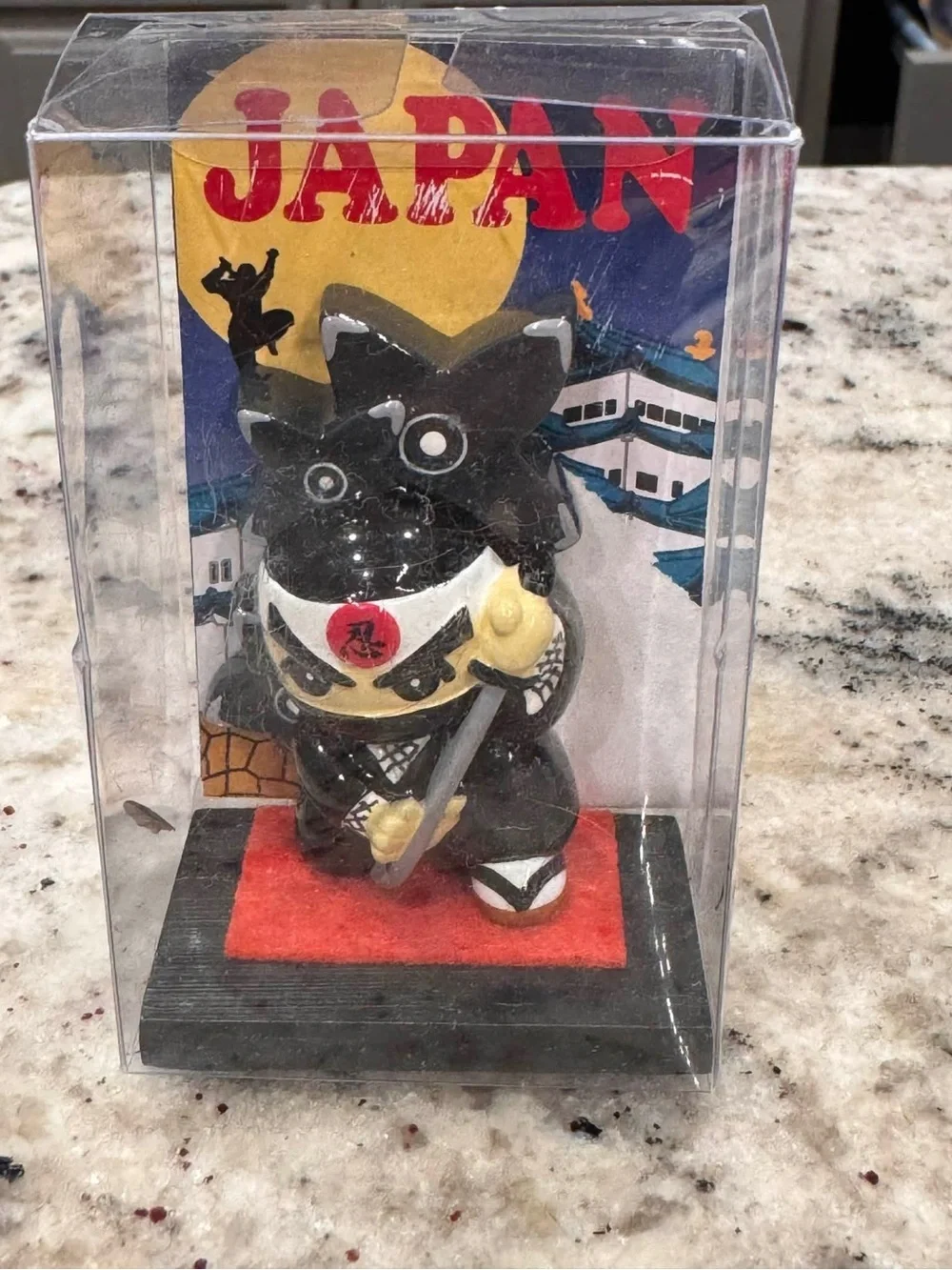 Black Ninja Figurine with Red Accent - Japan Souvenir